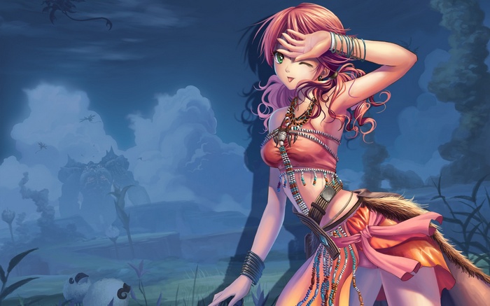 Oerba Dia Vanille from Final Fantasy in a landscape