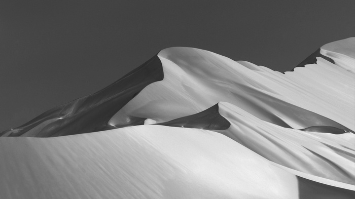 Black and white desert sand dunes landscape