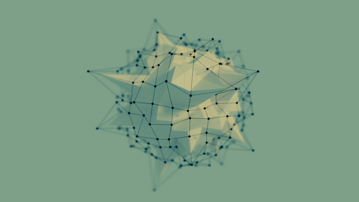 Abstract low poly geometric shape with connected dots