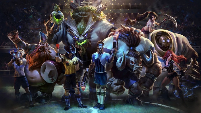 Lucian (League of Legends), soccer, Alistar, League of Legends, Ezreal, Katarina, Twisted Fate, Blitzcrank (League of Legends), Gragas, Akali(League of Legends), Maokai (League of Legends)