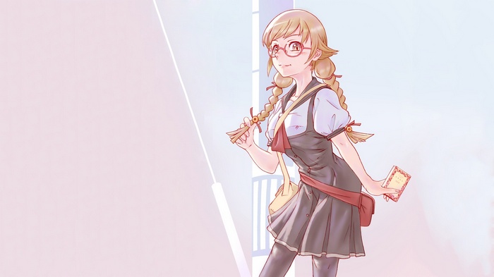 Oshino Shinobu from Monogatari Series with glasses