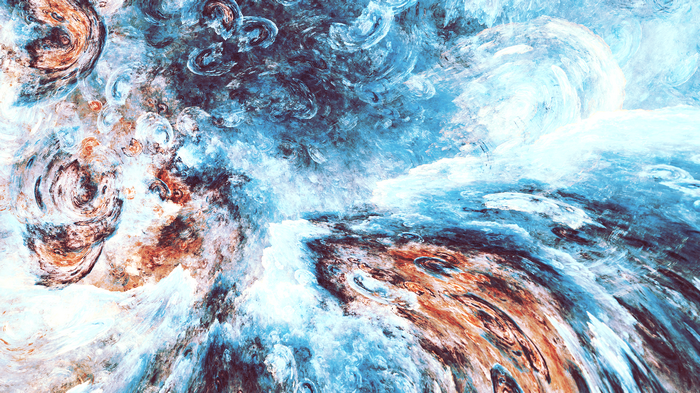 Abstract digital art with swirling blue and brown patterns