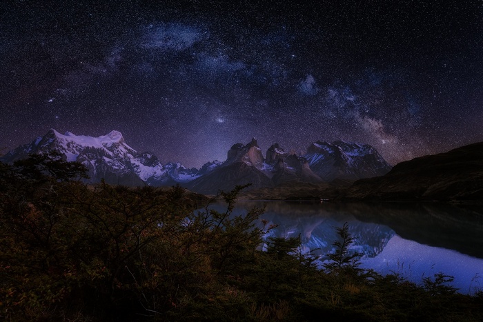 Torres del Paine National Park under the Milky Way