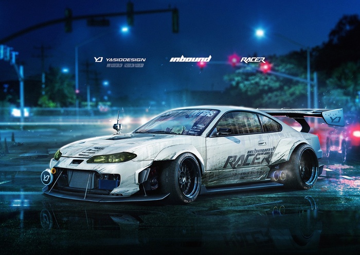 tuning, Nissan, YASIDDESIGN, nissan silvia, artwork, yellow headlights, Nissan Silvia S15, vehicle, render, car, Speedhunters, Drifting