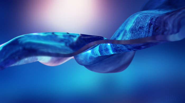 Abstract blue waveforms with light effects