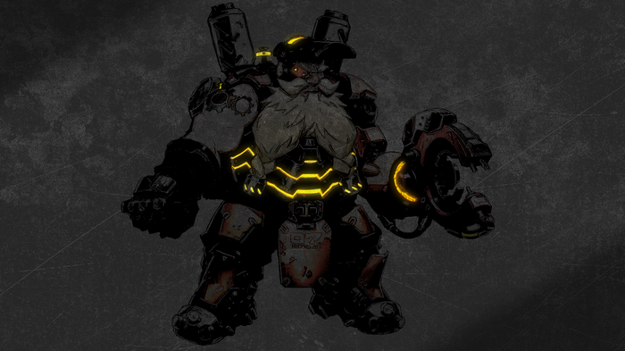 Torbjörn from Overwatch in a mech suit