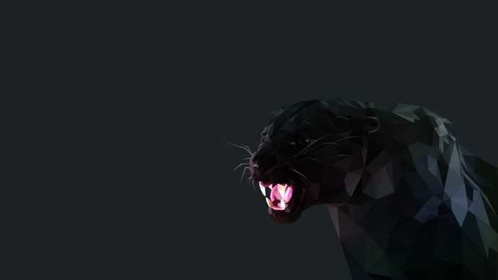 Low poly black panther roaring