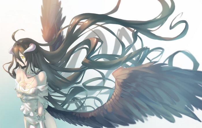 Albedo with large wings and flowing hair