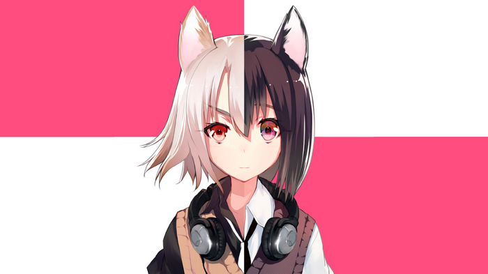 Anime girl with split hair and ears