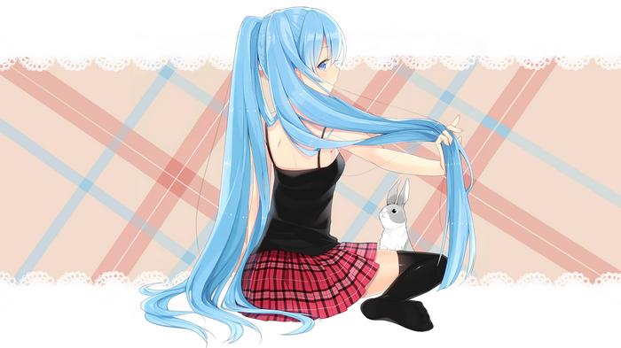 Hatsune Miku with a rabbit
