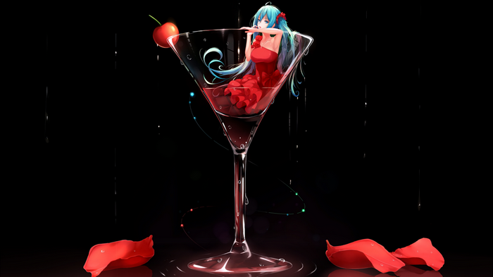 Hatsune Miku in a Martini Glass with Cherry