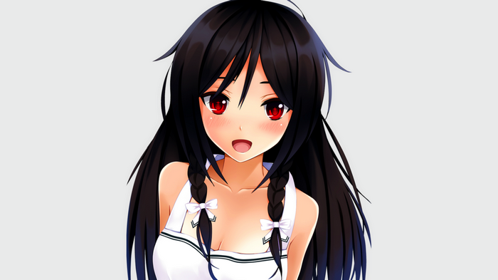 Anime girl with black hair and red eyes