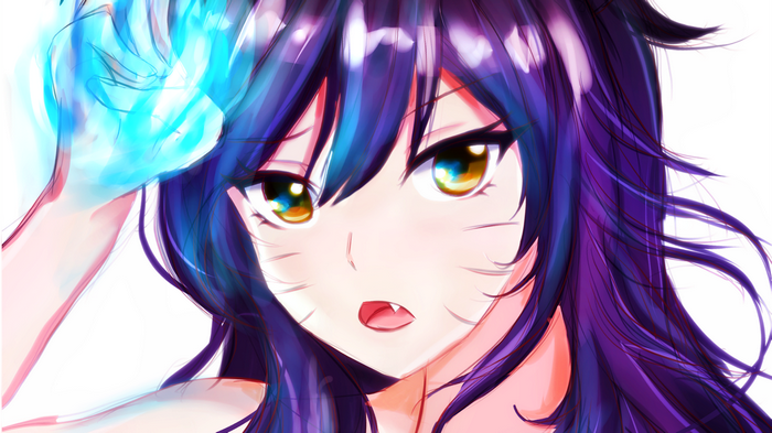 Ahri from League of Legends with blue magic