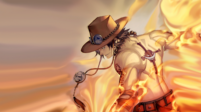 Portgas D. Ace from One Piece surrounded by fire