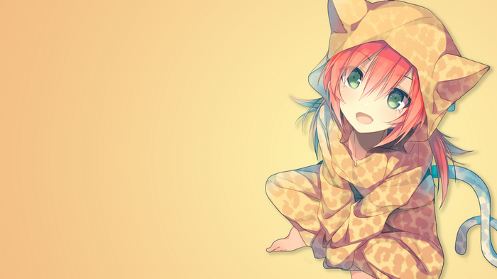 Anime girl in giraffe onesie with cat ears