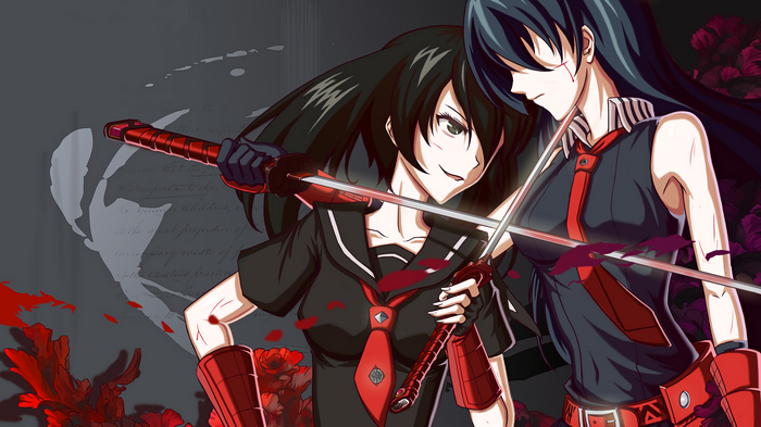 Akame and Kurome with Katanas
