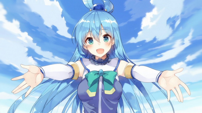 Aqua from Kono Subarashii Sekai ni Shukufuku wo! with open arms