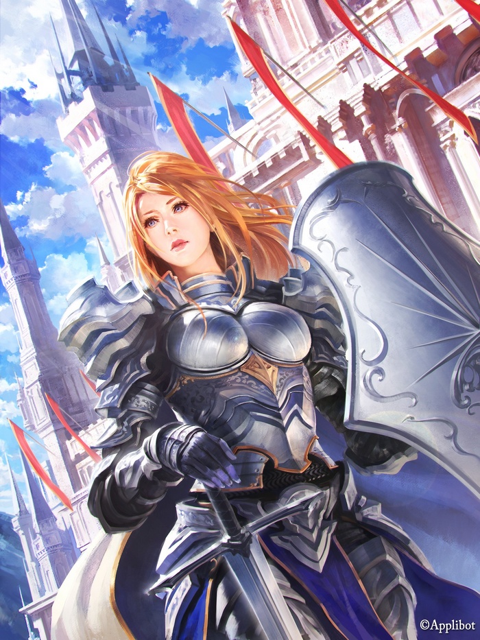 Anime Knight Woman with Sword and Shield