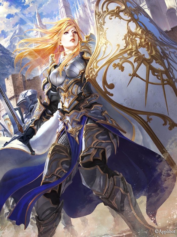 Anime knight with sword and shield
