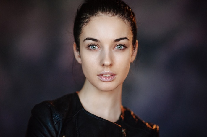 Portrait of Alla Berger in a leather jacket
