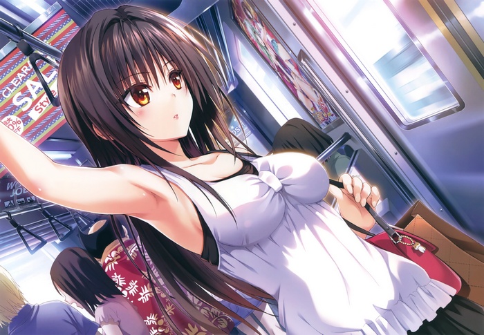 long hair, Kotegawa Yui, anime, To Love-ru, short hair, train, black hair, blonde, anime girls, To Love-ru Darkness