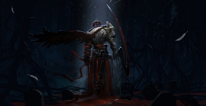 Dante's Inferno Angelic Warrior in a Dark Forest