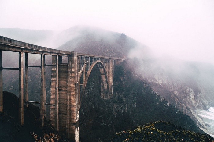 Bixby Creek Bridge on a foggy day