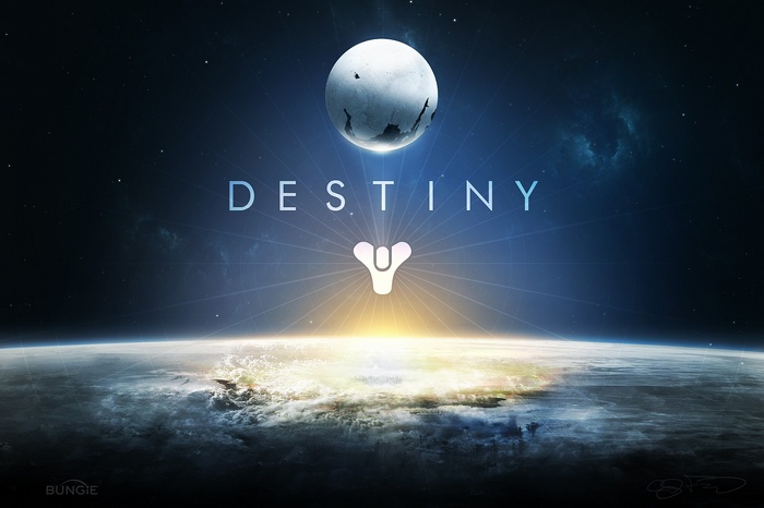 Destiny video game logo with planet and moon