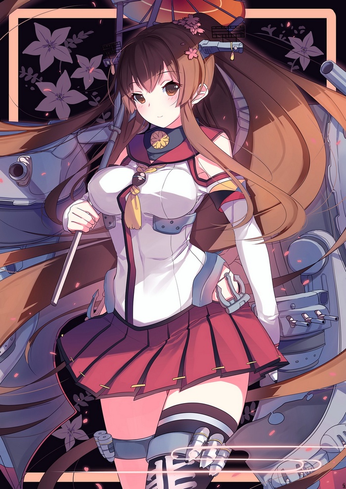Yamato from Kantai Collection with long brown hair