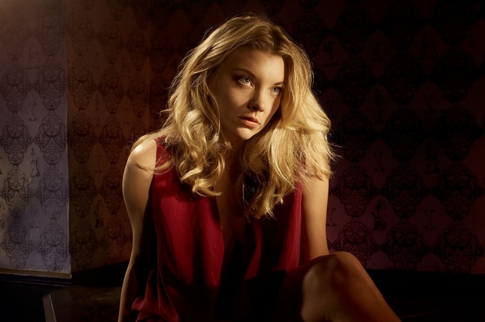 Natalie Dormer in a red dress
