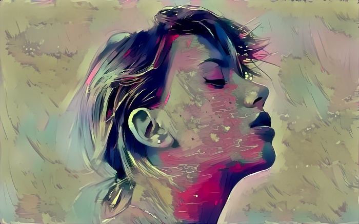 Artwork of Scarlett Johansson in profile