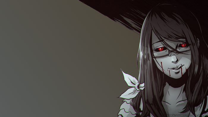 Kamishiro Rize from Tokyo Ghoul with red eyes
