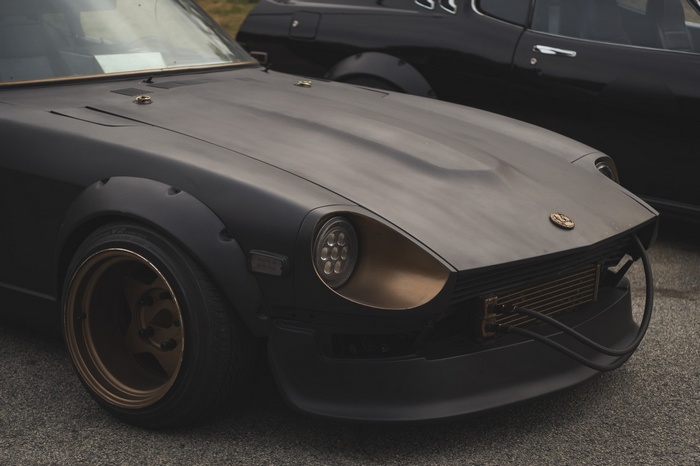 old school wheels, tuning, JDM, car, matte black, Stance, Datsun 240Z