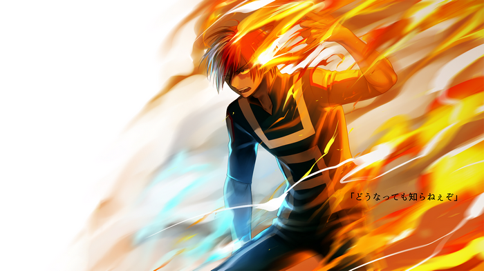 Shoto Todoroki from Boku no Hero Academia engulfed in flames