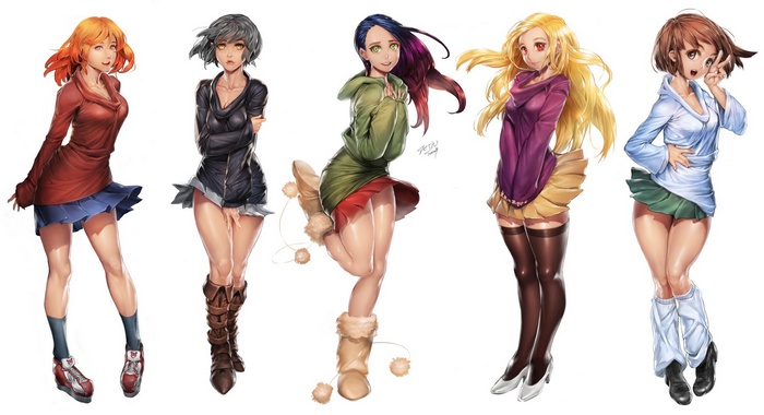 lifting skirt short skirt anime thigh-highs sweater