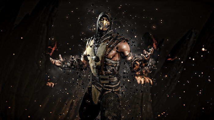 Scorpion from Mortal Kombat with particles