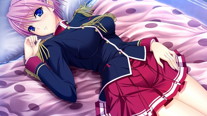 Misaki Mio from Walkure Romanze lying on a bed