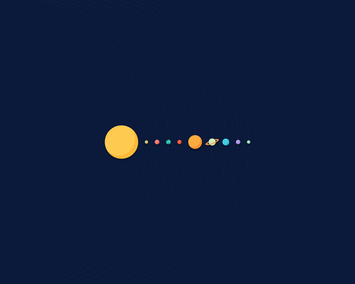 Minimalist Solar System with Planets and Sun