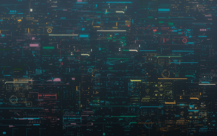 Abstract digital interface with glowing lines and data