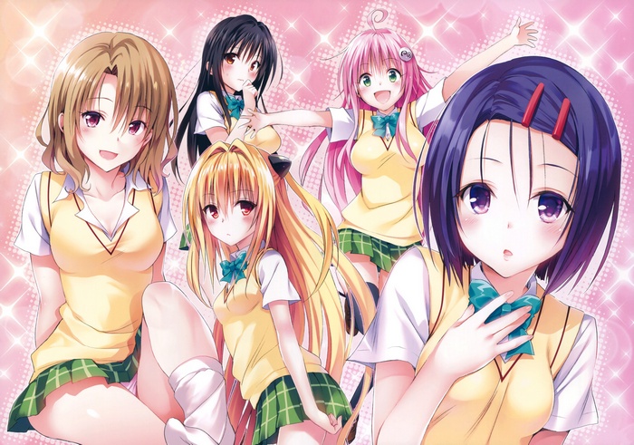 Momioka Risa, Golden Darkness, To Love-ru Darkness, Sairenji Haruna, anime, To Love-ru, Lala Satalin Deviluke, anime girls, Kotegawa Yui