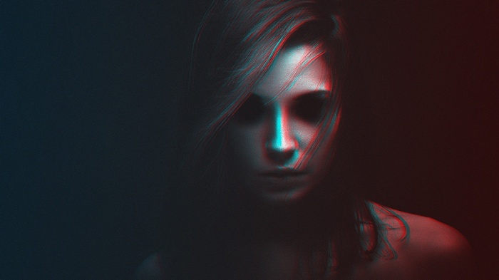 Woman with chromatic aberration effect