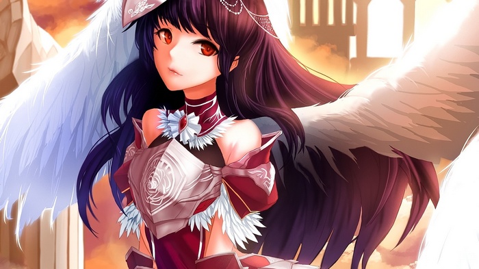 Anime girl with wings and red eyes
