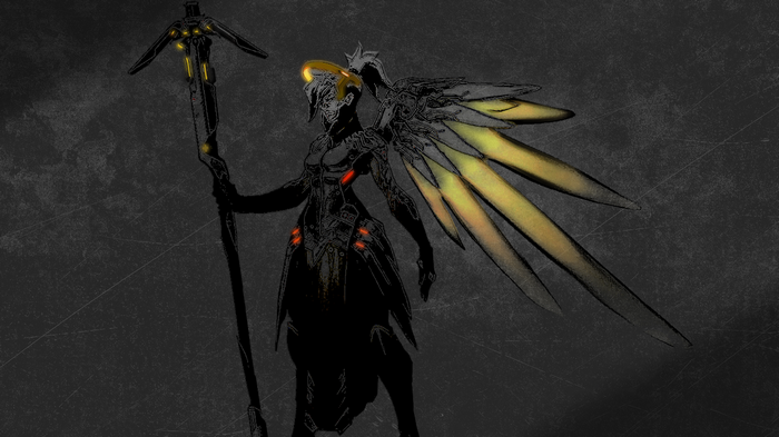 Mercy from Overwatch in dark style