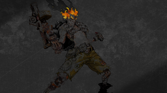 Junkrat from Overwatch with fiery hair