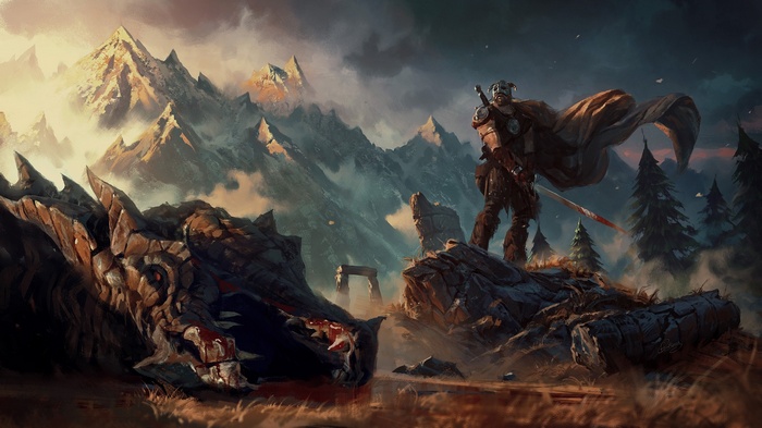 The Elder Scrolls V: Skyrim Dragonborn and Dragon