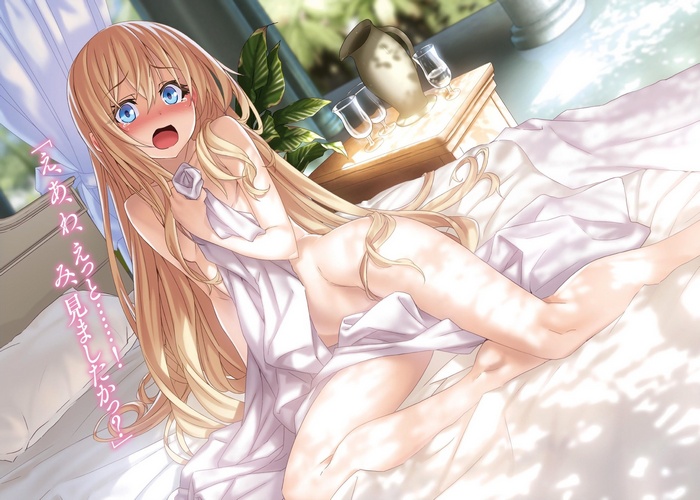 undressing, anime girls, bed, long hair, anime