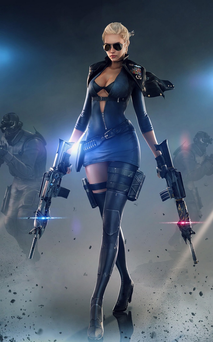CrossFire digital art of a woman with guns