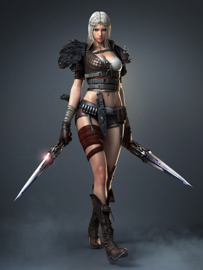 Fantasy warrior woman with swords in CrossFire