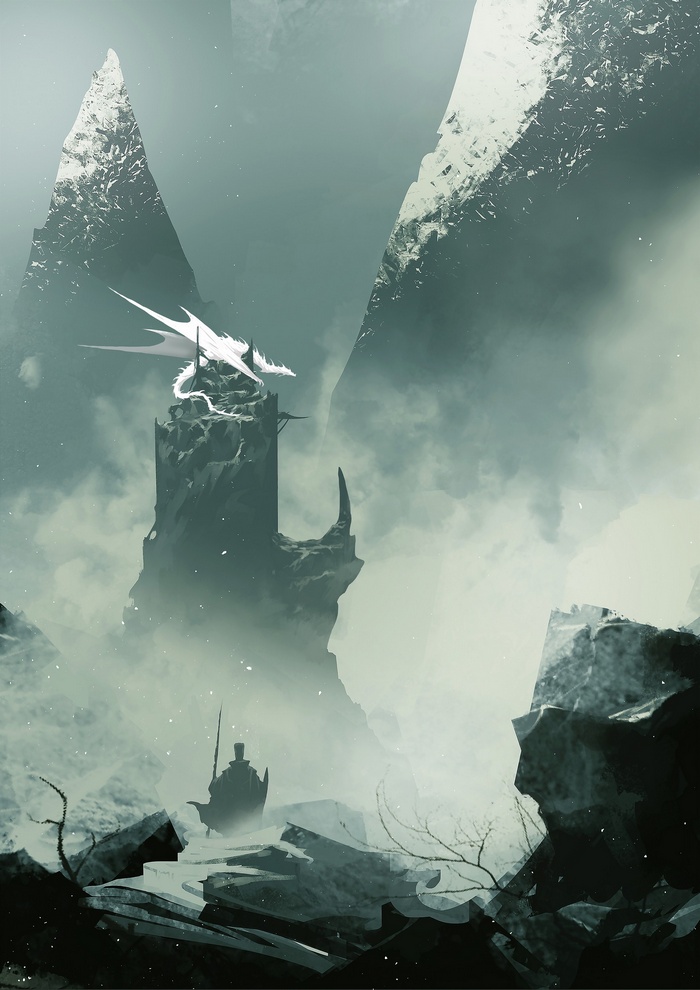 White Dragon on a Tower with a Knight