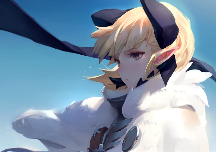 Anime girl with blonde hair and horns